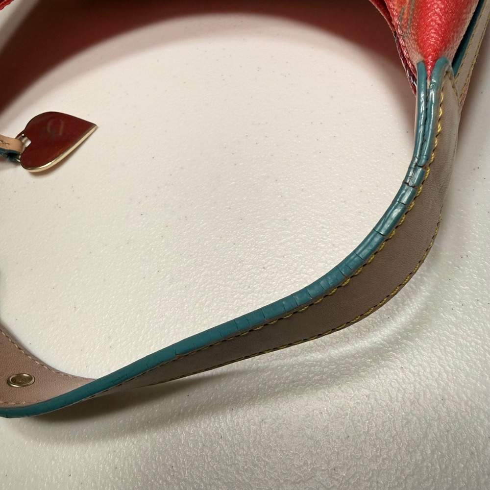 Dooney & Bourke Rainbow Monogram Red Coated Canvas Hobo Bag Y2K Vintage Medium - Picture 14 of 16